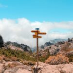 A wooden arrow sign pointing the way, representing planning a career safety net before a big leap